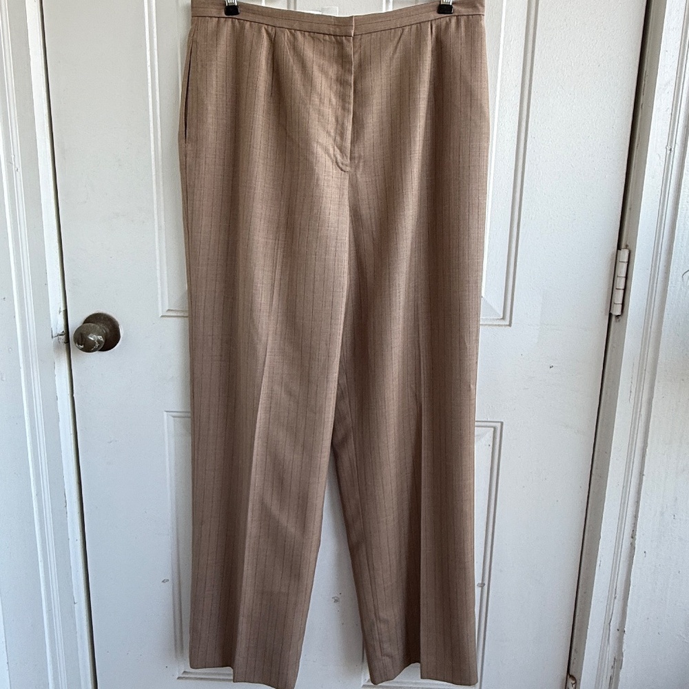 Worthington Pinstripe Pantsuit | Size 16‎ | Brown Beige | Blazer & Pants | - Picture 3 of 15